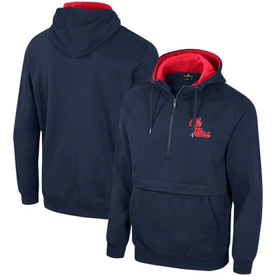 Men's Colosseum Navy Ole Miss Rebels Half-Zip Hoodie