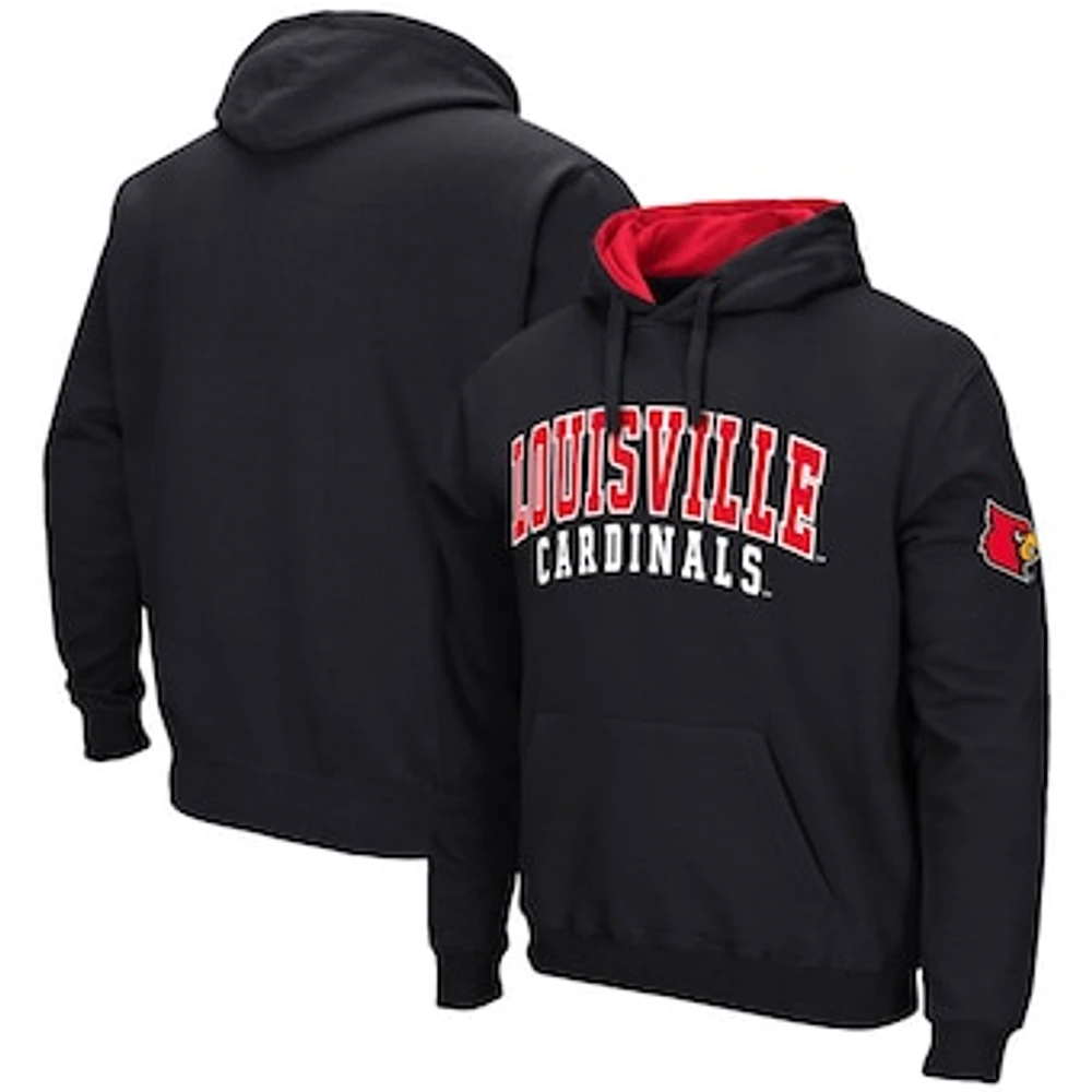 Men's Colosseum Black Louisville Cardinals Double Arch Pullover Hoodie