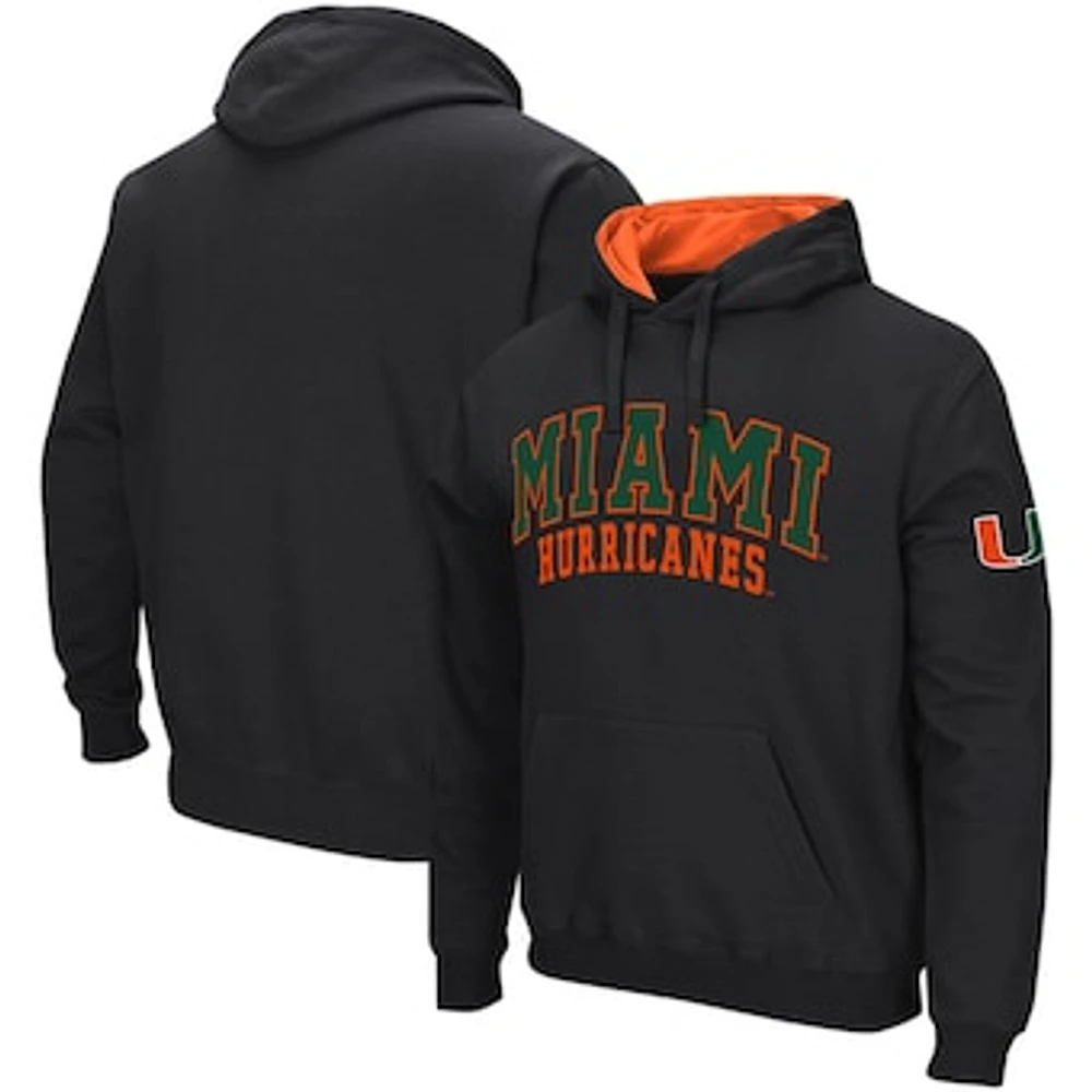 Men's Colosseum Black Miami Hurricanes Double Arch Pullover Hoodie