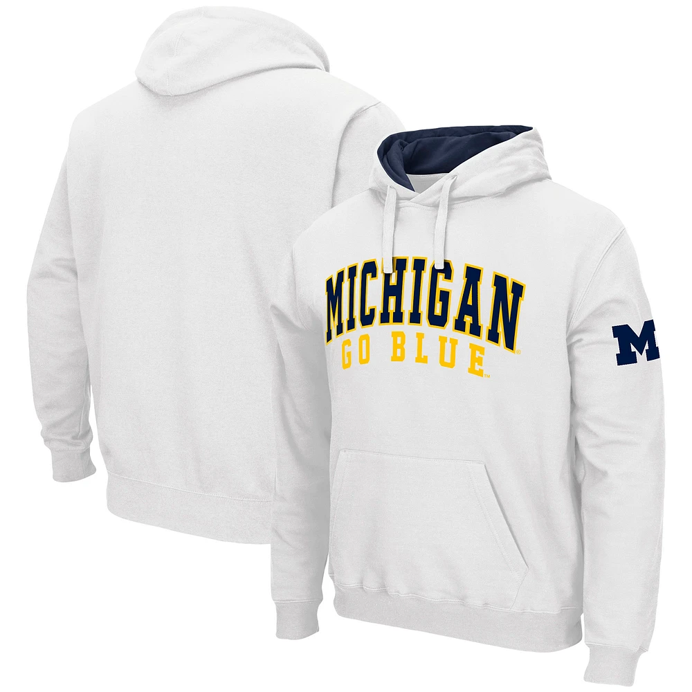 Men's Colosseum White Michigan Wolverines Double Arch Pullover Hoodie