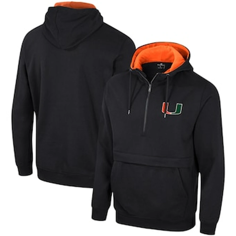 Men's Colosseum Black Miami Hurricanes Half-Zip Hoodie