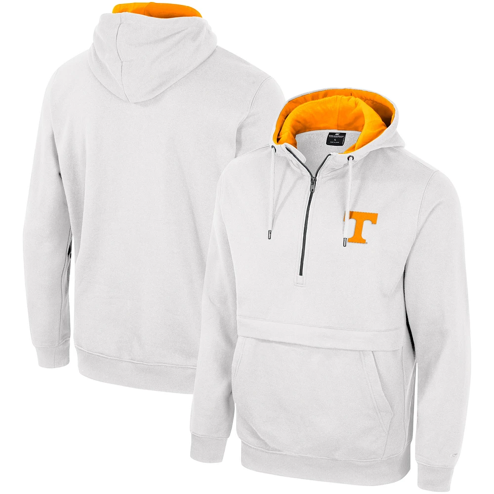 Men's Colosseum White Tennessee Volunteers Half-Zip Hoodie