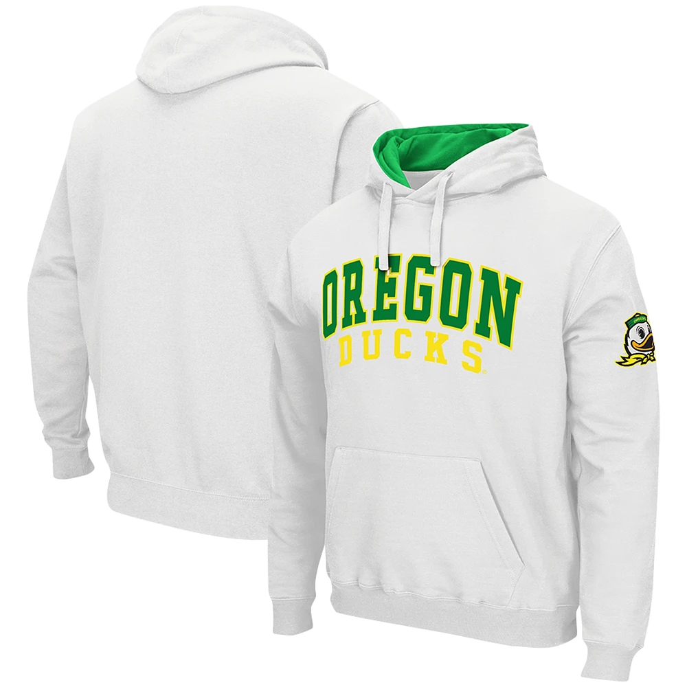 Men's Colosseum White Oregon Ducks Double Arch Pullover Hoodie