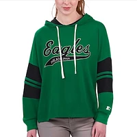 Women's Starter Kelly Green Philadelphia Eagles Bump And Run Long Sleeve Hoodie T-Shirt