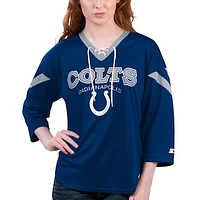 Women's Starter Royal Indianapolis Colts Rally Lace-Up 3/4 Sleeve T-Shirt