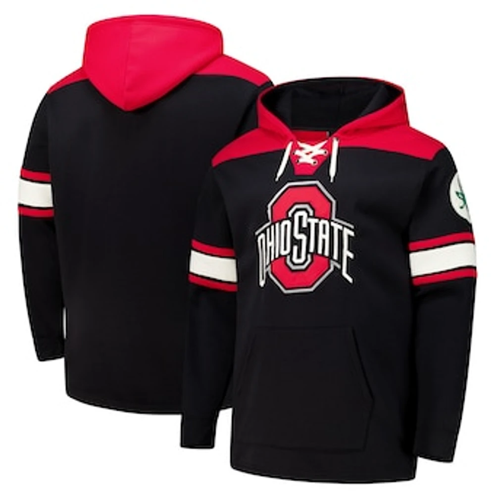 Men's Colosseum Black Ohio State Buckeyes Big & Tall Hockey Lace-Up Pullover Hoodie