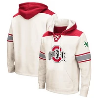 Men's Colosseum Cream Ohio State Buckeyes Big & Tall Hockey Lace-Up Pullover Hoodie