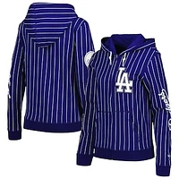 Women's New Era Royal Los Angeles Dodgers Pinstripe Tri-Blend Full-Zip Jacket