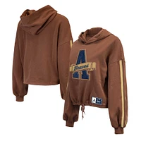 Women's New Era Brown Atlanta Braves Letterman Classic Cropped Pullover Hoodie