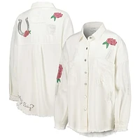 Women's Tiny Turnip White Kentucky Derby Distressed Button-Up Shirt