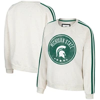 Women's Colosseum Natural Michigan State Spartans I'm Gorgeous Speckled Fleece Raglan Pullover Sweatshirt