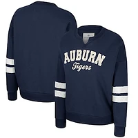 Women's Colosseum Navy Auburn Tigers Perfect Date Notch Neck Pullover Sweatshirt