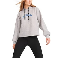 Women's DKNY Sport Heather Gray Los Angeles Chargers Debbie Dolman Raglan Pullover Hoodie