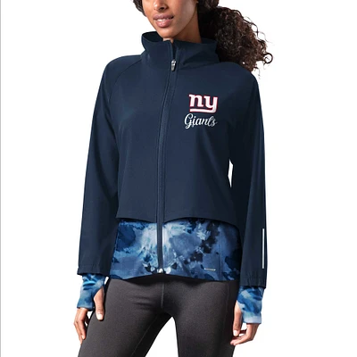 Women's MSX by Michael Strahan Navy New York Giants Grace Raglan Full-Zip Running Jacket