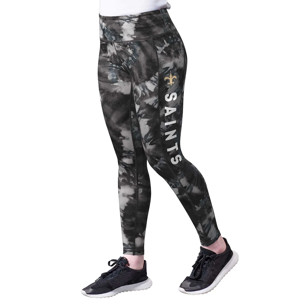 Women's MSX by Michael Strahan Black New Orleans Saints Aubrey Tie-Dye Leggings