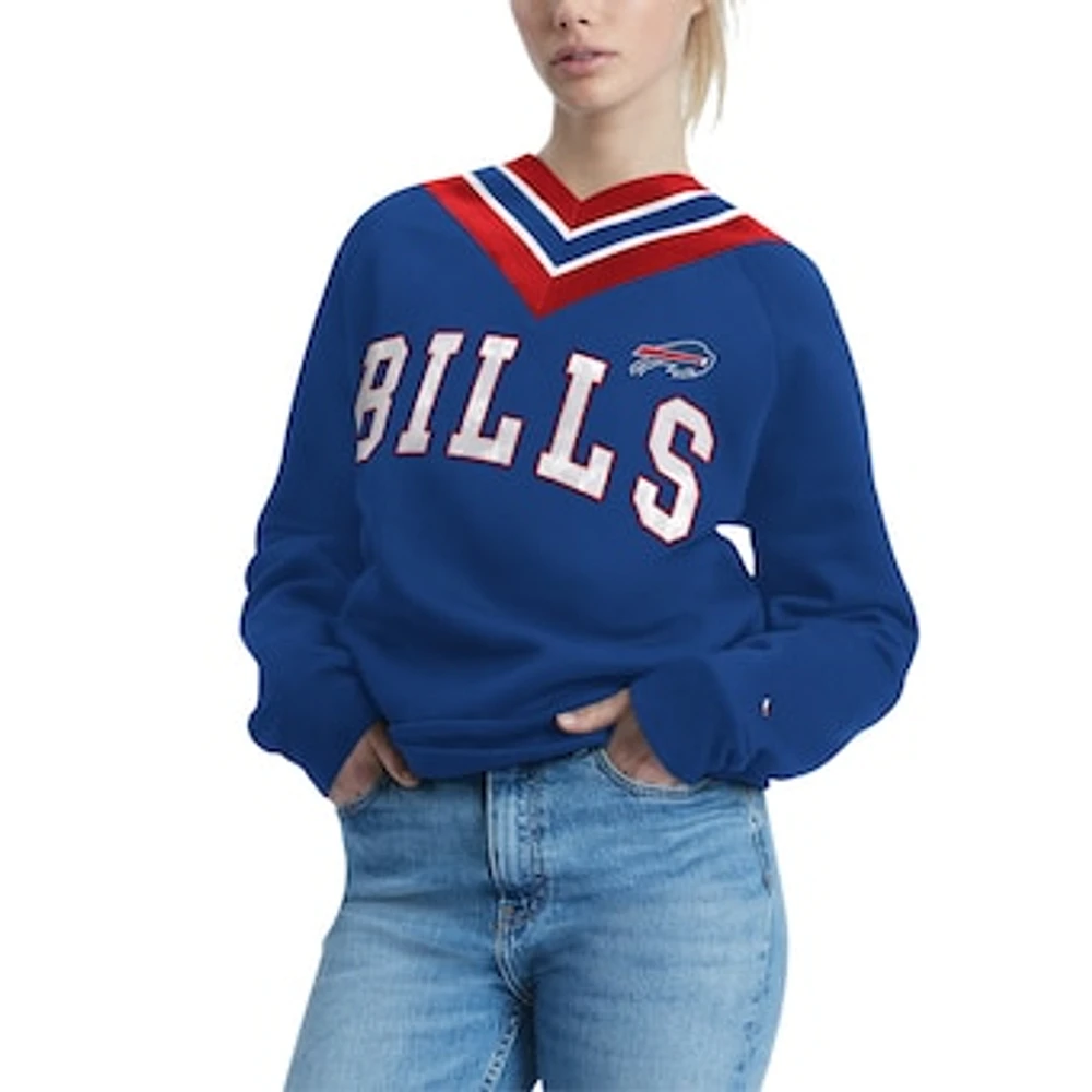 Women's Tommy Hilfiger Royal Buffalo Bills Heidi Raglan V-Neck Sweater