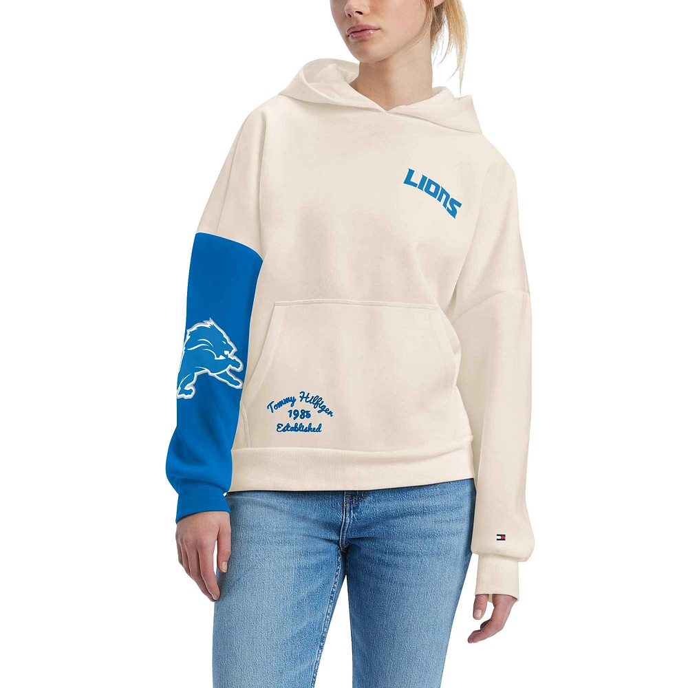 Women's Tommy Hilfiger Cream/Blue Detroit Lions Harriet Pullover Hoodie