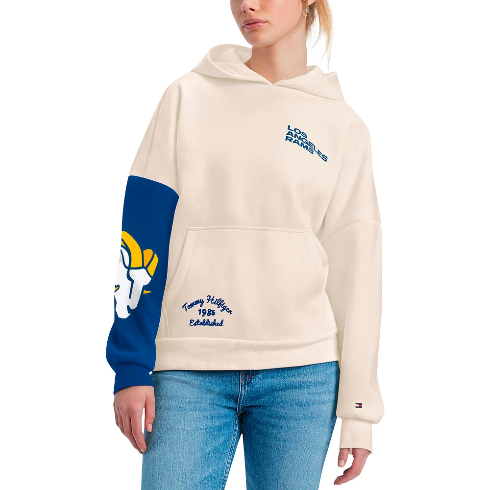 Women's Tommy Hilfiger Cream/Royal Los Angeles Rams Harriet Pullover Hoodie