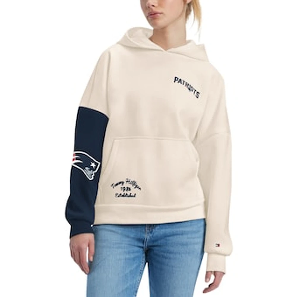 Women's Tommy Hilfiger Cream/Navy New England Patriots Harriet Pullover Hoodie