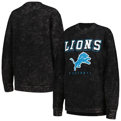 Women's G-III 4Her by Carl Banks Black Detroit Lions Comfy Cord Pullover Sweatshirt