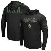 Men's Colosseum Black Oklahoma Sooners Big & Tall OHT Military Appreciation Tango Long Sleeve Hoodie T-Shirt