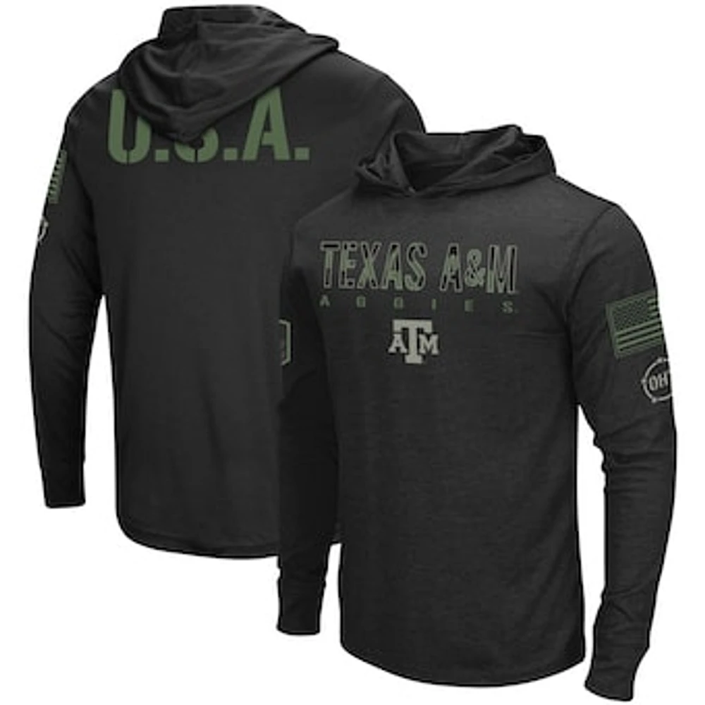 Men's Colosseum Black Texas A&M Aggies Big & Tall OHT Military Appreciation Tango Long Sleeve Hoodie T-Shirt