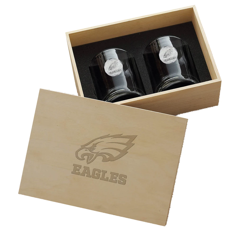 Philadelphia Eagles Two-Piece Rocks Glass Set with Collector's Box