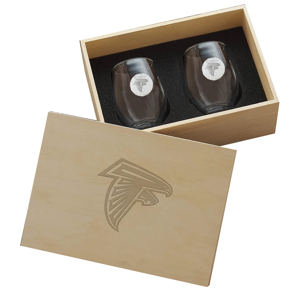 Atlanta Falcons Two-Piece Stemless Wine Glass Set with Collector's Box
