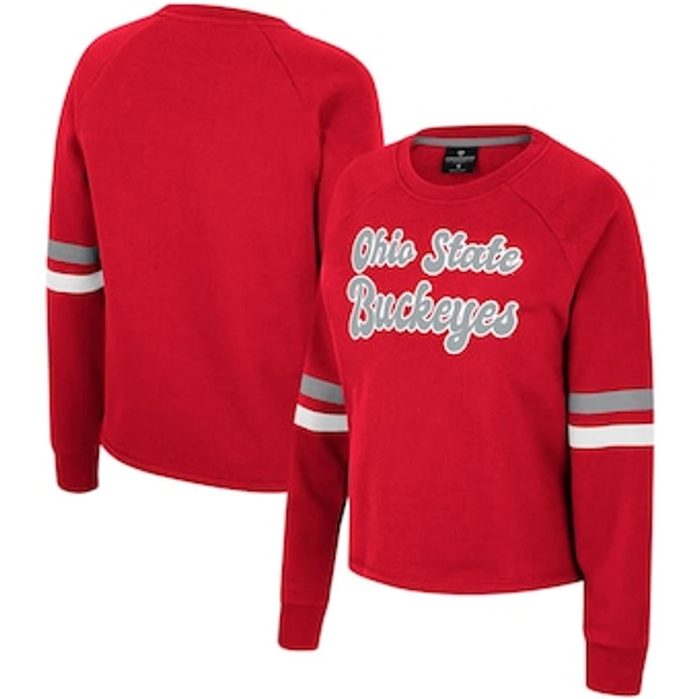 Women's Colosseum Scarlet Ohio State Buckeyes Talent Competition Raglan Pullover Sweatshirt