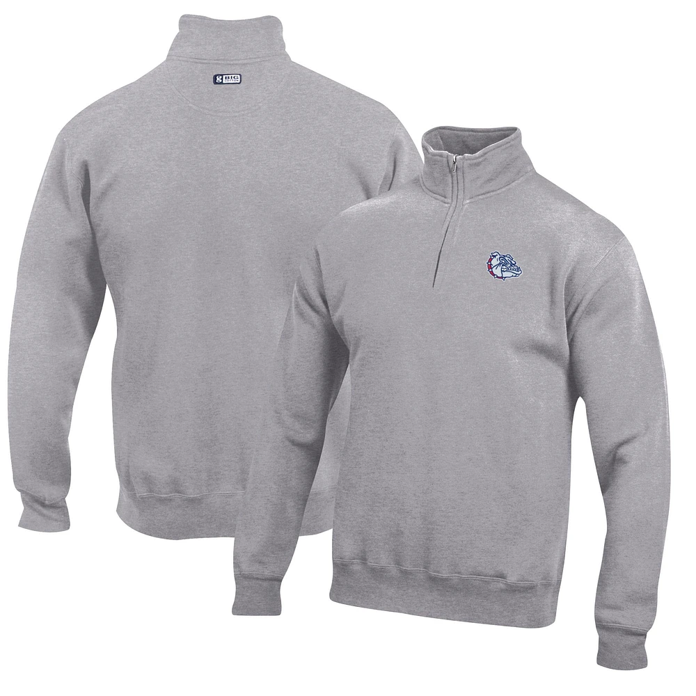 Men's Gray Gonzaga Bulldogs Big Cotton Quarter-Zip Pullover Sweatshirt