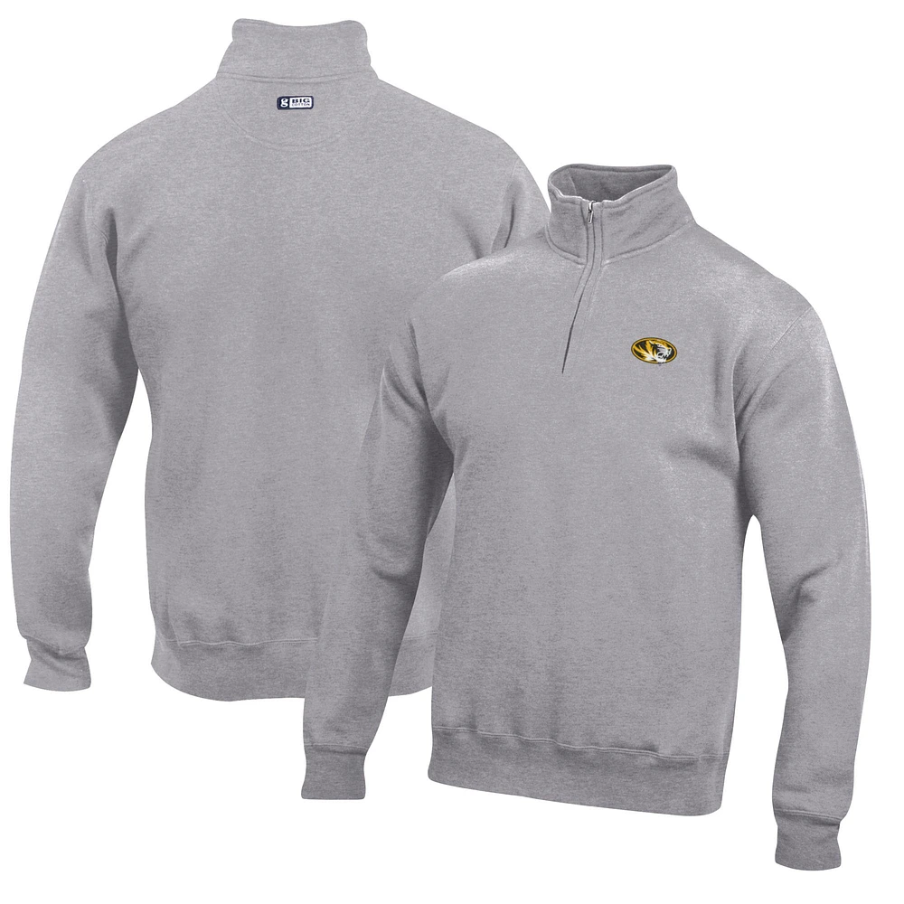 Men's Gray Missouri Tigers Big Cotton Quarter-Zip Pullover Sweatshirt