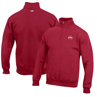 Men's Scarlet Ohio State Buckeyes Big Cotton Quarter-Zip Pullover Sweatshirt