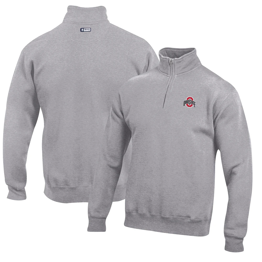 Men's Gray Ohio State Buckeyes Big Cotton Quarter-Zip Pullover Sweatshirt