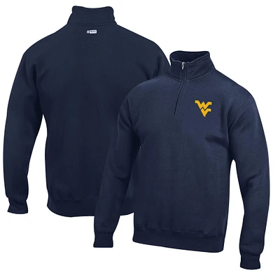 Men's Navy West Virginia Mountaineers Big Cotton Quarter-Zip Pullover Sweatshirt