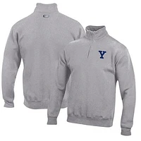 Men's Gray Yale Bulldogs Big Cotton Quarter-Zip Pullover Sweatshirt