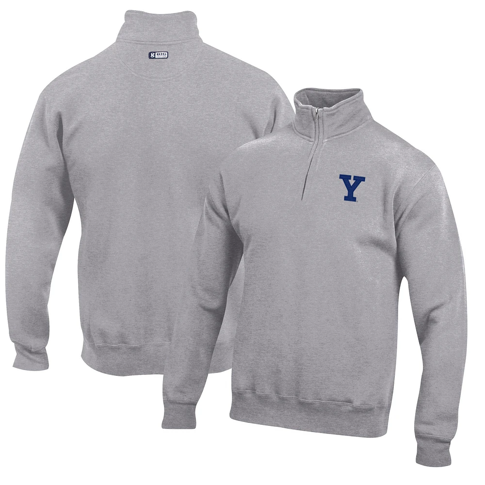 Men's Gray Yale Bulldogs Big Cotton Quarter-Zip Pullover Sweatshirt