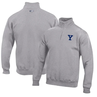 Men's Gray Yale Bulldogs Big Cotton Quarter-Zip Pullover Sweatshirt