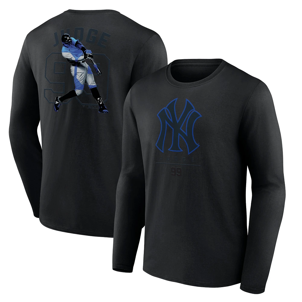 Men's Aaron Judge Black New York Yankees Double Play Name & Number Long Sleeve T-Shirt