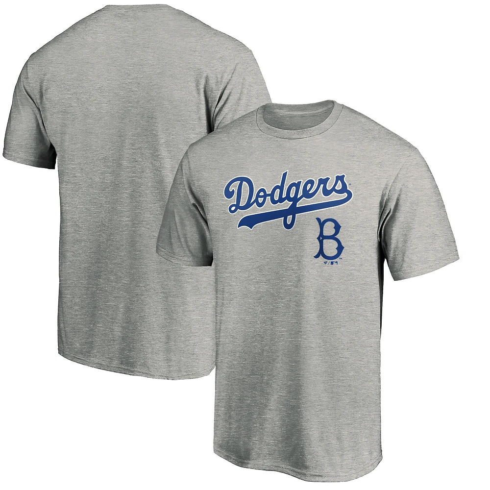Men's Heather Gray Brooklyn Dodgers Cooperstown Collection Wahconah T-Shirt