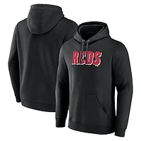 Men's Black Cincinnati Reds Official Wordmark Pullover Hoodie