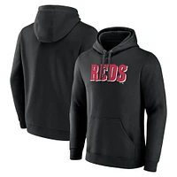 Men's Black Cincinnati Reds Official Wordmark Pullover Hoodie