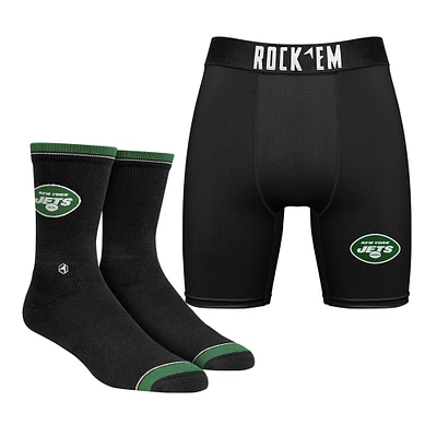 Men's Rock Em Socks New York Jets Boxer Briefs and Socks Set