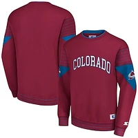 Men's Starter  Burgundy Colorado Avalanche Faceoff Pullover Sweatshirt