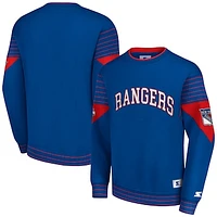 Men's Starter  Blue New York Rangers Faceoff Pullover Sweatshirt