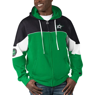 Men's Starter  Kelly Green/Black Dallas Stars Power Forward Full-Zip Hoodie