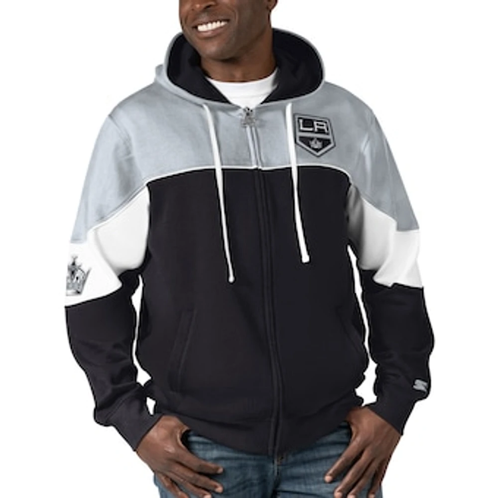 Men's Starter  Black/Silver Los Angeles Kings Power Forward Full-Zip Hoodie