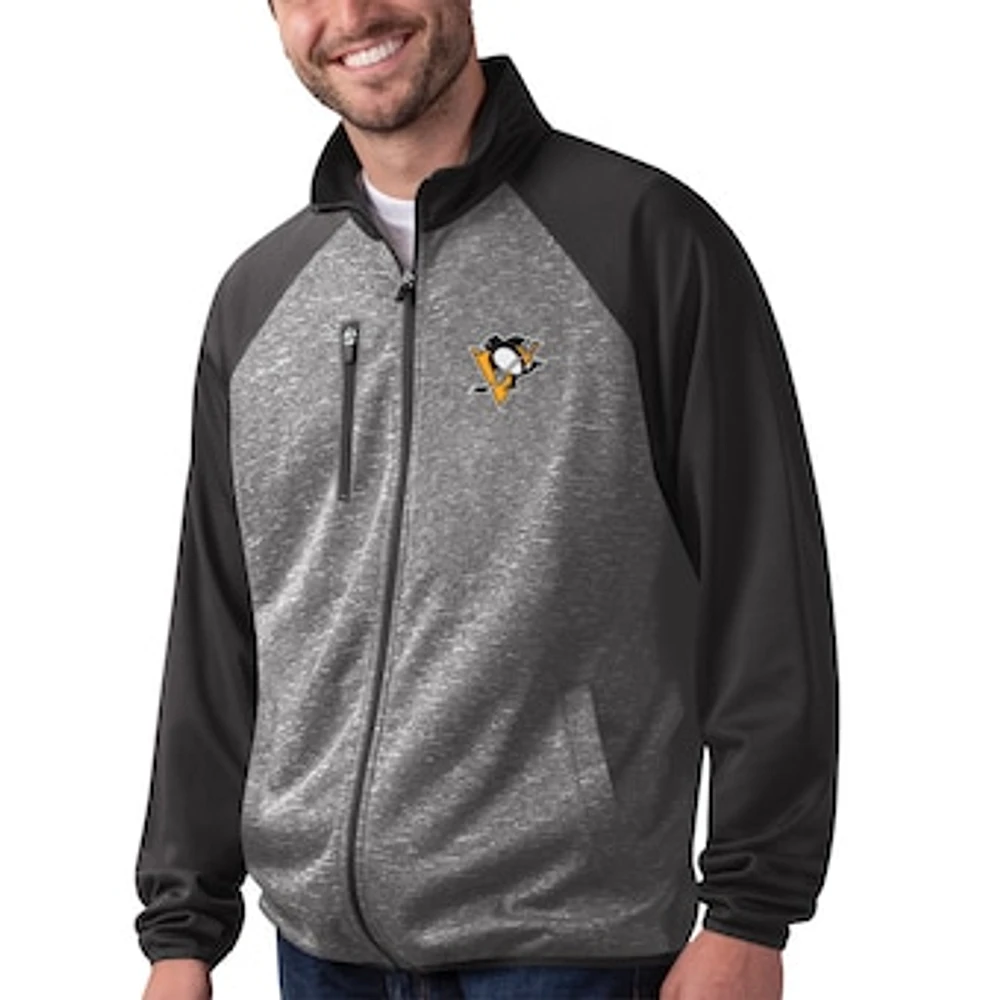 Men's G-III Sports by Carl Banks Black Pittsburgh Penguins Runners Raglan Full-Zip Track Jacket