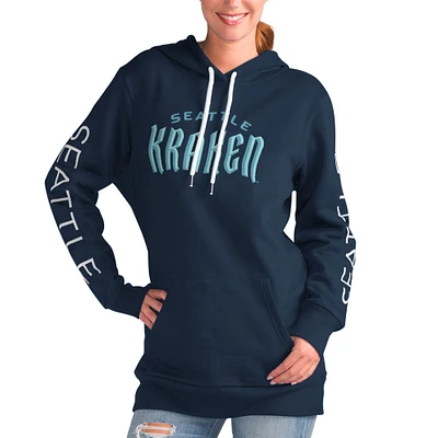 Women's G-III 4Her by Carl Banks Deep Sea Blue Seattle Kraken Overtime Pullover Hoodie