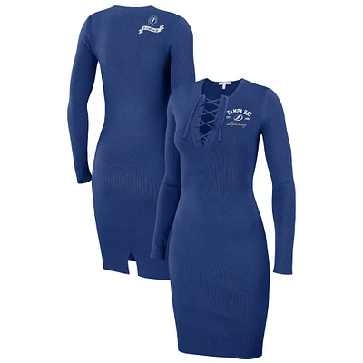 Women's WEAR by Erin Andrews  Blue Tampa Bay Lightning Lace-Up Dress