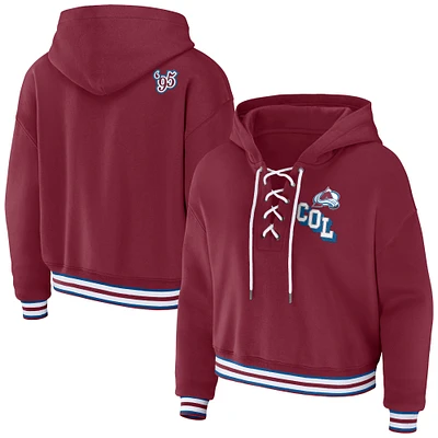 Women's WEAR by Erin Andrews Burgundy Colorado Avalanche Lace-Up Pullover Hoodie